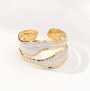 Stainless Steel Exquisite Enamel Creative Ring, Adjustable Irregular Opening